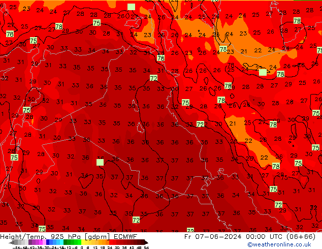 Height/Temp. 925 hPa ECMWF Fr 07.06.2024 00 UTC