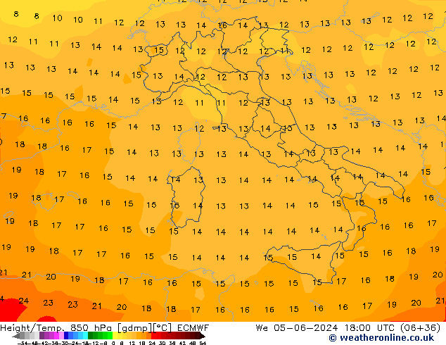 Z500/Rain (+SLP)/Z850 ECMWF mer 05.06.2024 18 UTC