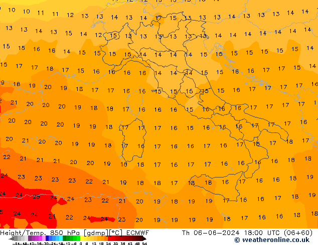 Z500/Rain (+SLP)/Z850 ECMWF Th 06.06.2024 18 UTC