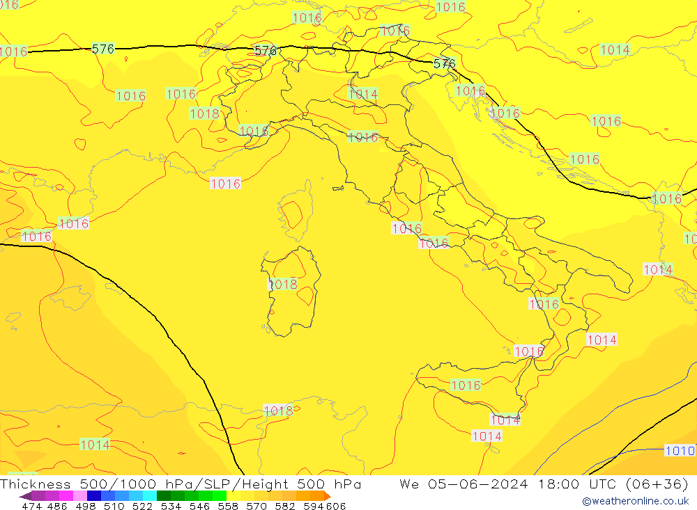 Dikte 500-1000hPa ECMWF wo 05.06.2024 18 UTC