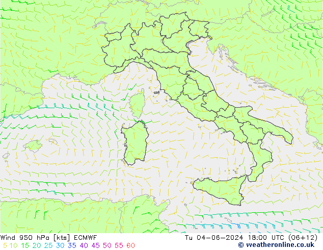 Wind 950 hPa ECMWF di 04.06.2024 18 UTC