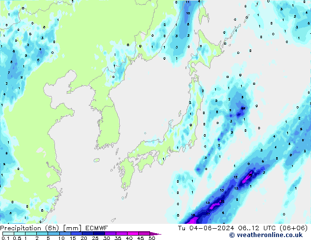 Z500/Rain (+SLP)/Z850 ECMWF wto. 04.06.2024 12 UTC