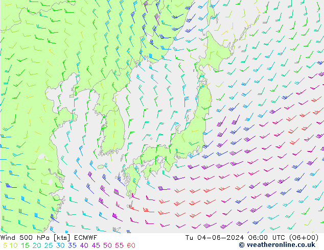 Rüzgar 500 hPa ECMWF Sa 04.06.2024 06 UTC