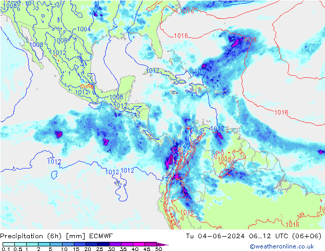 Z500/Rain (+SLP)/Z850 ECMWF Tu 04.06.2024 12 UTC