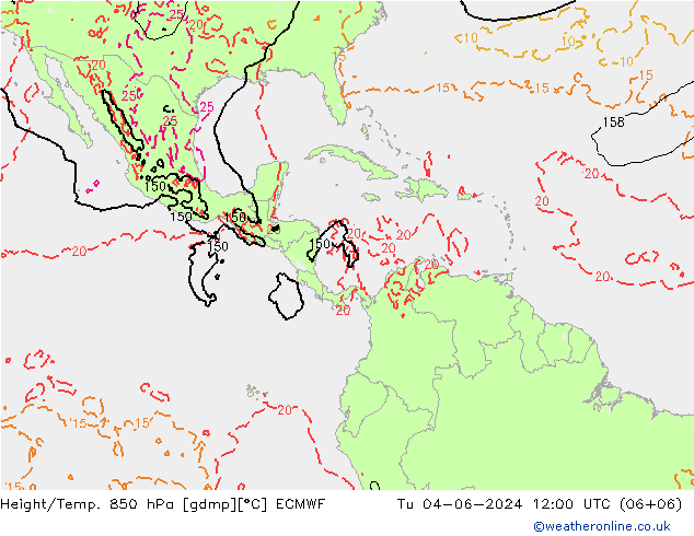 Z500/Rain (+SLP)/Z850 ECMWF Tu 04.06.2024 12 UTC