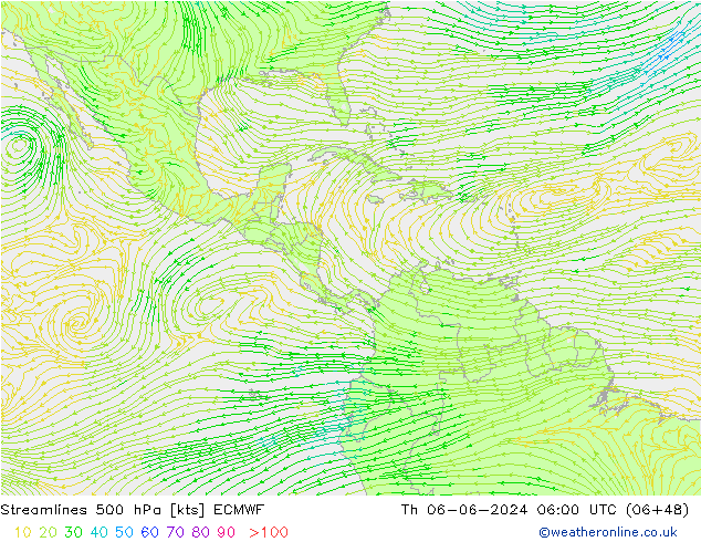 Stroomlijn 500 hPa ECMWF do 06.06.2024 06 UTC