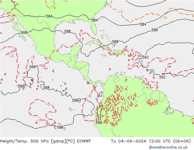 Z500/Rain (+SLP)/Z850 ECMWF Tu 04.06.2024 12 UTC