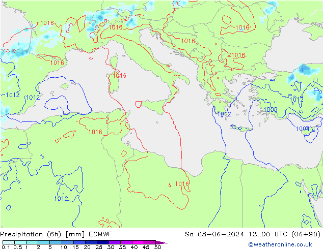 Yağış (6h) ECMWF Cts 08.06.2024 00 UTC