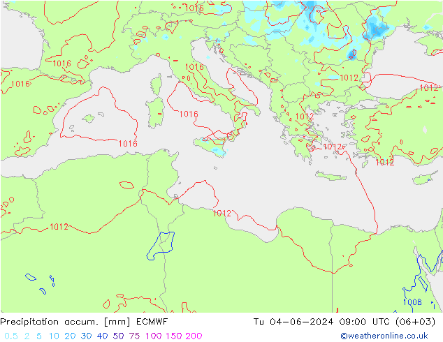 Precipitation accum. ECMWF  04.06.2024 09 UTC