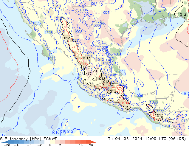 Tendance de pression  ECMWF mar 04.06.2024 12 UTC