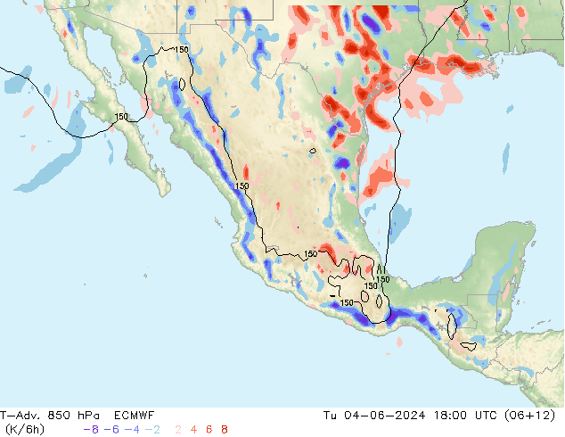 T-Adv. 850 hPa ECMWF mar 04.06.2024 18 UTC