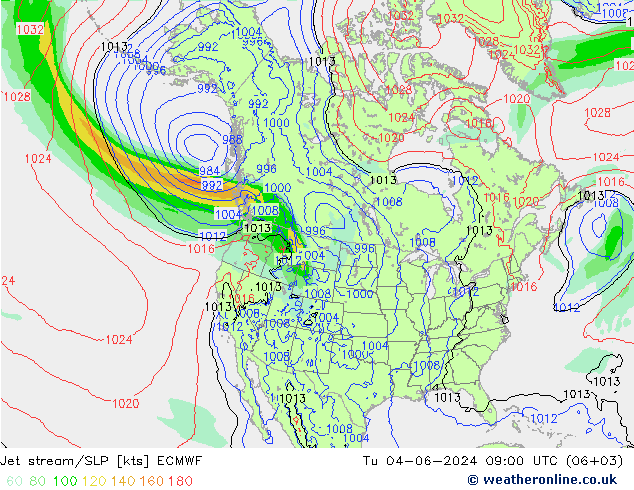 Polarjet/Bodendruck ECMWF Di 04.06.2024 09 UTC