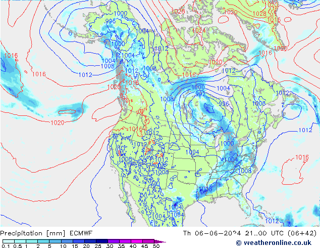 осадки ECMWF чт 06.06.2024 00 UTC