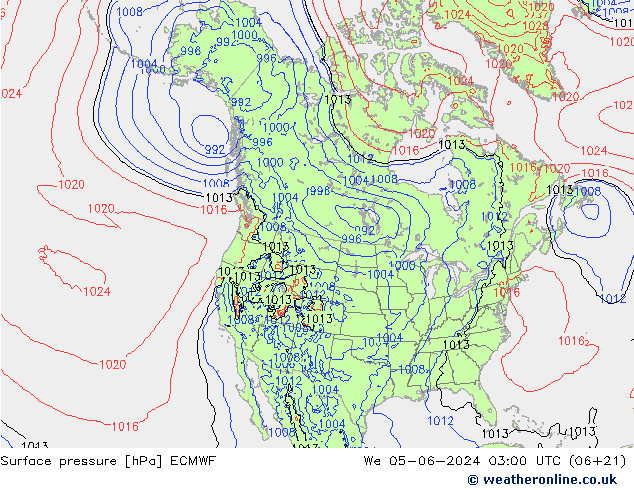 Presión superficial ECMWF mié 05.06.2024 03 UTC