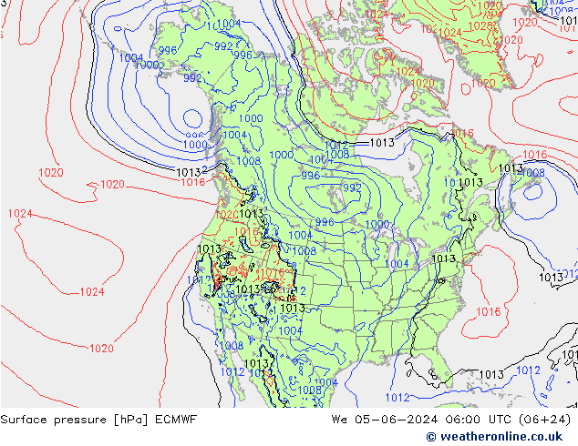 Surface pressure ECMWF We 05.06.2024 06 UTC