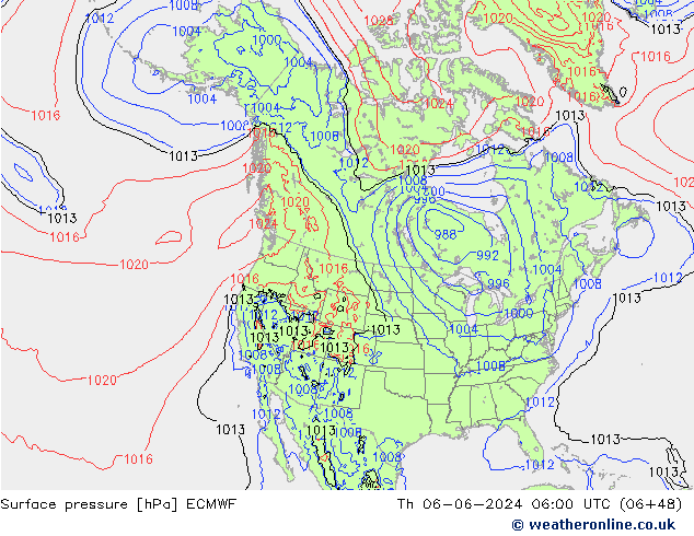 Surface pressure ECMWF Th 06.06.2024 06 UTC