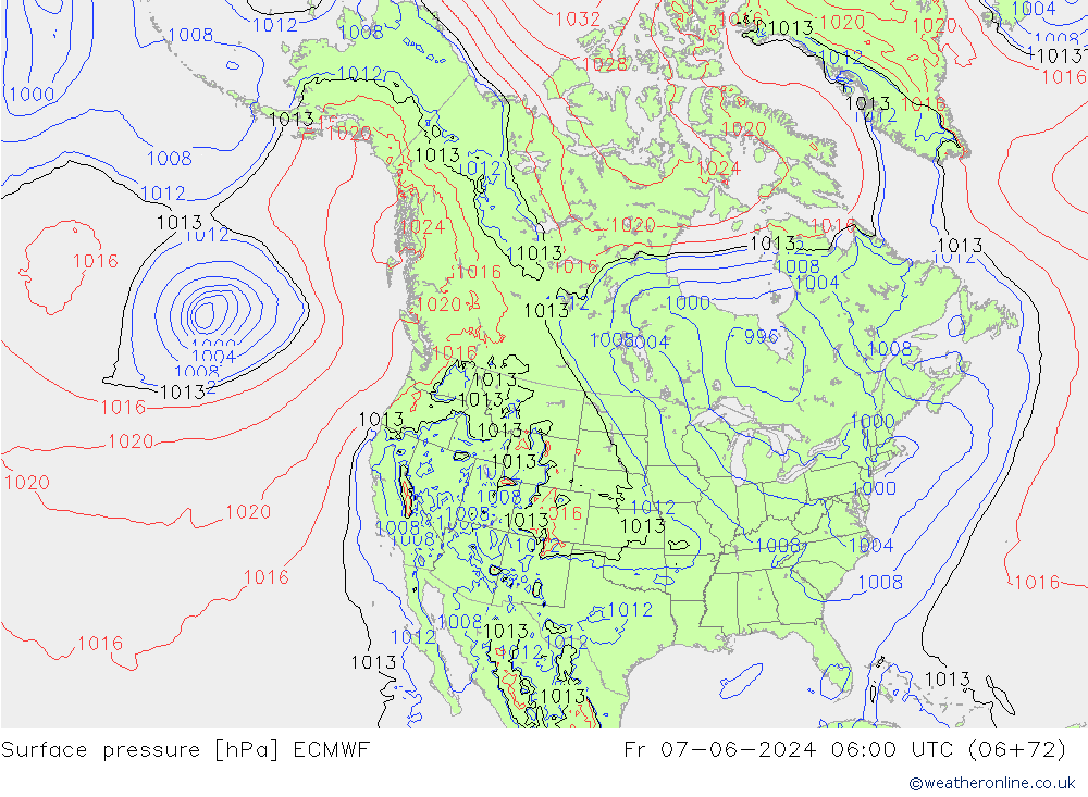 Bodendruck ECMWF Fr 07.06.2024 06 UTC