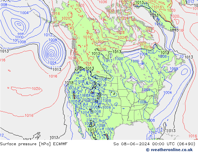 приземное давление ECMWF сб 08.06.2024 00 UTC