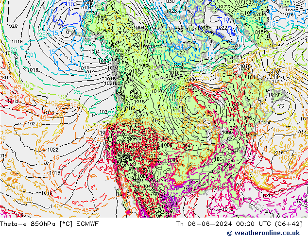 Theta-e 850hPa ECMWF Th 06.06.2024 00 UTC