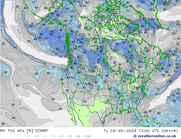 RH 700 hPa ECMWF Tu 04.06.2024 12 UTC