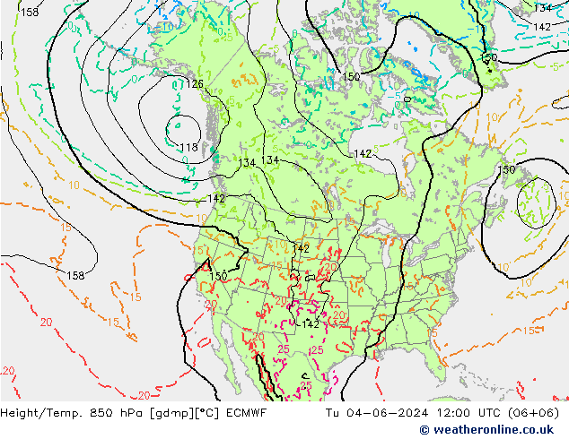 Height/Temp. 850 hPa ECMWF Út 04.06.2024 12 UTC