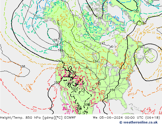 Z500/Rain (+SLP)/Z850 ECMWF Qua 05.06.2024 00 UTC