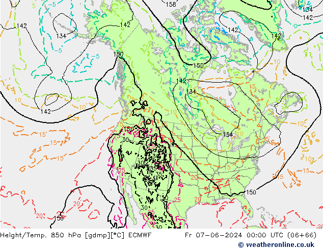 Z500/Rain (+SLP)/Z850 ECMWF Pá 07.06.2024 00 UTC