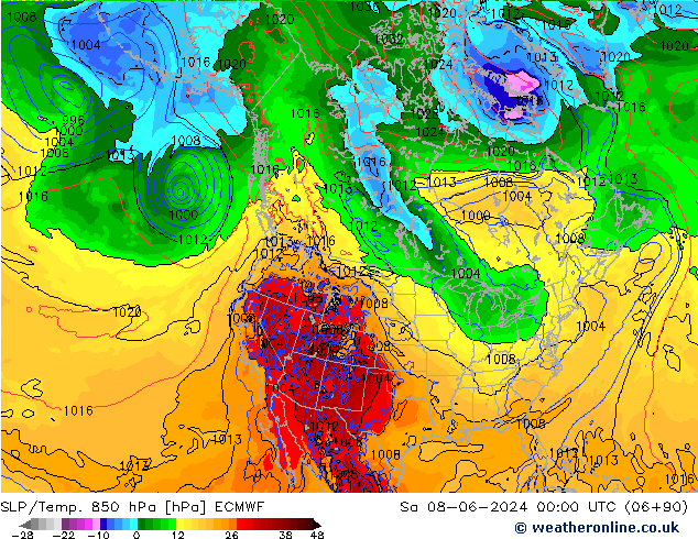 SLP/Temp. 850 hPa ECMWF  08.06.2024 00 UTC