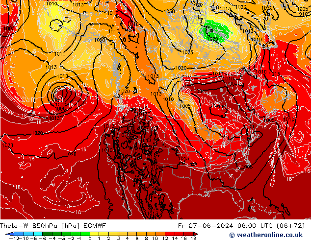 Theta-W 850hPa ECMWF ven 07.06.2024 06 UTC