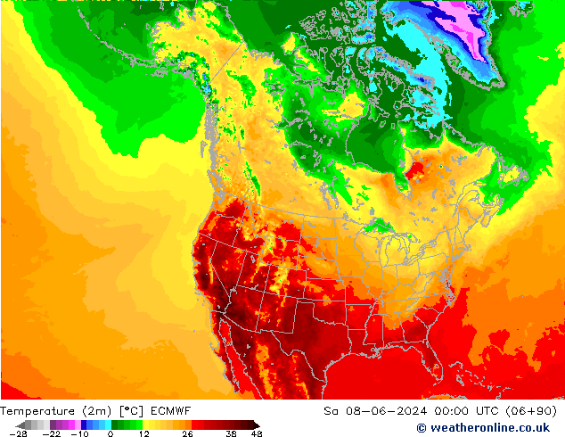 Temperatura (2m) ECMWF sáb 08.06.2024 00 UTC