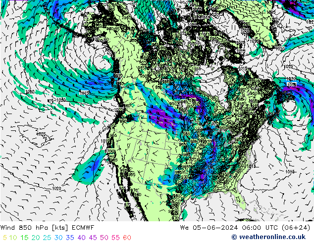 风 850 hPa ECMWF 星期三 05.06.2024 06 UTC