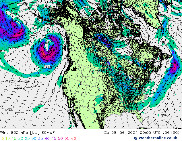 Wind 850 hPa ECMWF Sa 08.06.2024 00 UTC