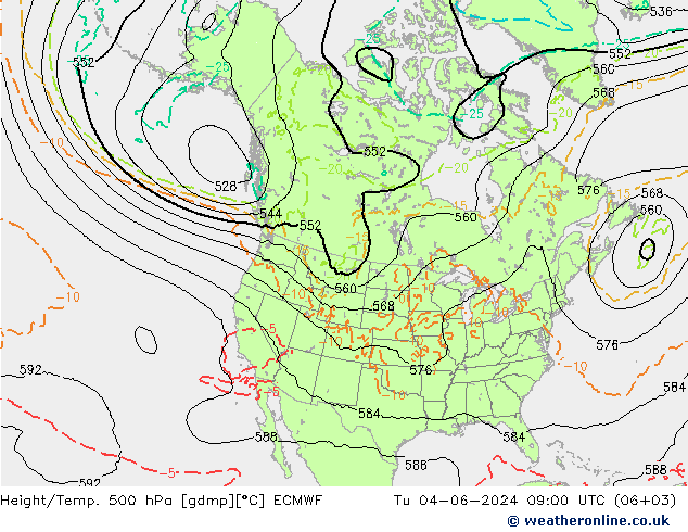 Yükseklik/Sıc. 500 hPa ECMWF Sa 04.06.2024 09 UTC