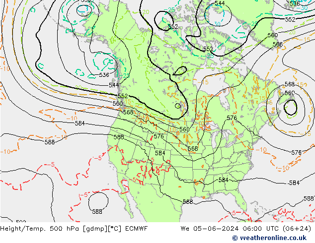 Z500/Rain (+SLP)/Z850 ECMWF ср 05.06.2024 06 UTC