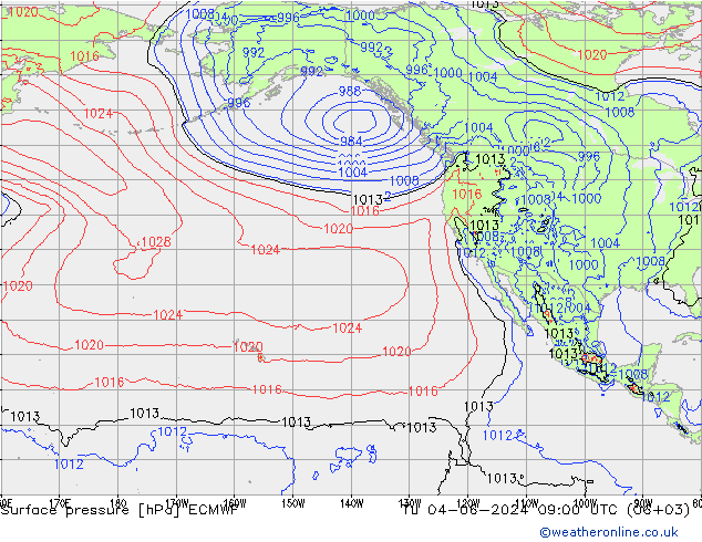 Yer basıncı ECMWF Sa 04.06.2024 09 UTC