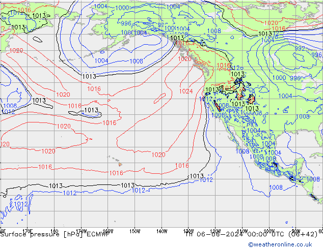 Luchtdruk (Grond) ECMWF do 06.06.2024 00 UTC