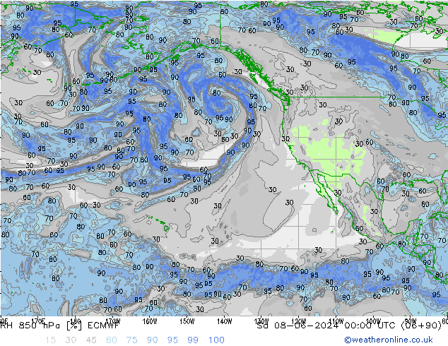 RH 850 hPa ECMWF Sa 08.06.2024 00 UTC