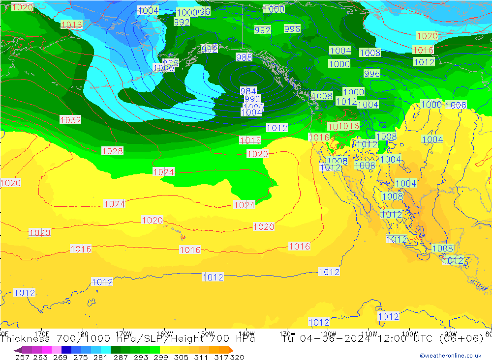 Thck 700-1000 hPa ECMWF Tu 04.06.2024 12 UTC