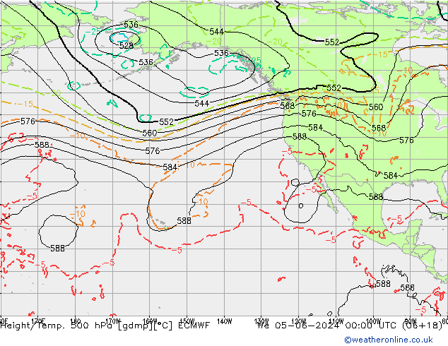 Z500/Rain (+SLP)/Z850 ECMWF We 05.06.2024 00 UTC