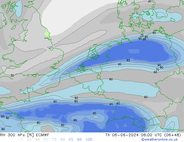 RH 300 hPa ECMWF Do 06.06.2024 06 UTC