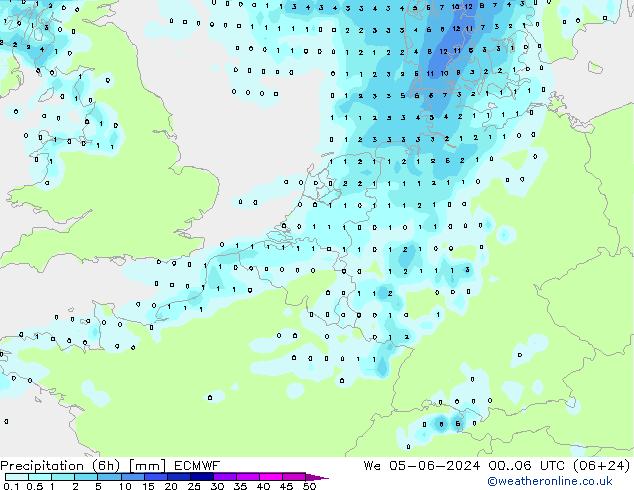 Z500/Rain (+SLP)/Z850 ECMWF Qua 05.06.2024 06 UTC