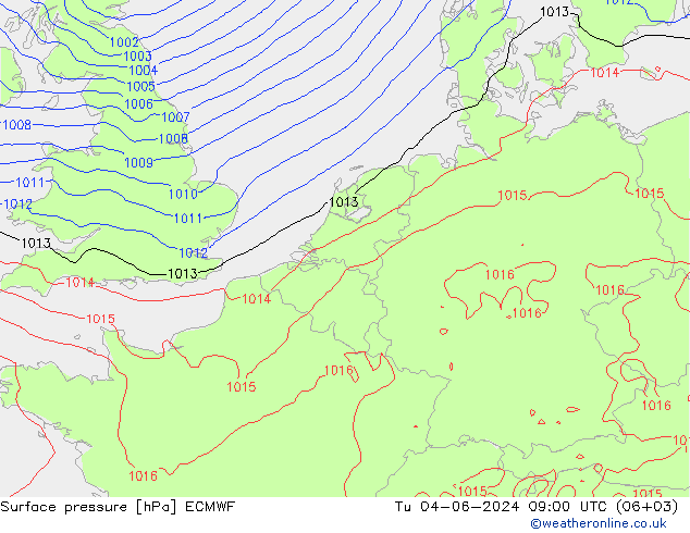 Presión superficial ECMWF mar 04.06.2024 09 UTC