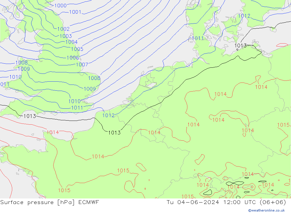 Bodendruck ECMWF Di 04.06.2024 12 UTC