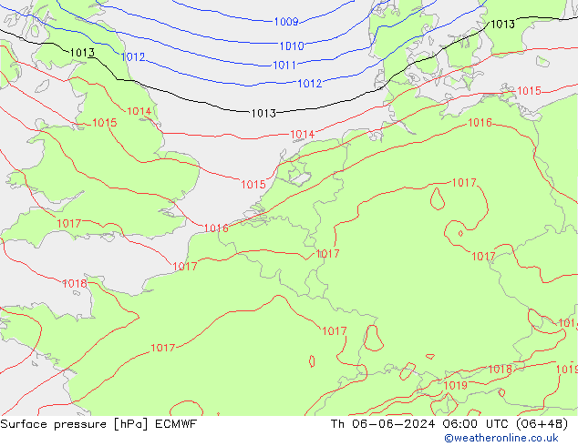 Bodendruck ECMWF Do 06.06.2024 06 UTC