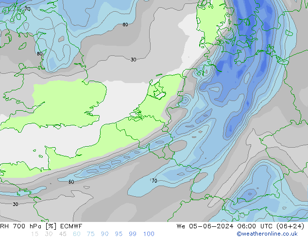 RH 700 hPa ECMWF Mi 05.06.2024 06 UTC