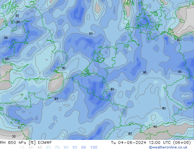 Humedad rel. 850hPa ECMWF mar 04.06.2024 12 UTC