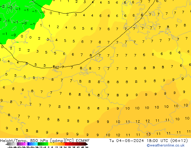 Z500/Rain (+SLP)/Z850 ECMWF Di 04.06.2024 18 UTC