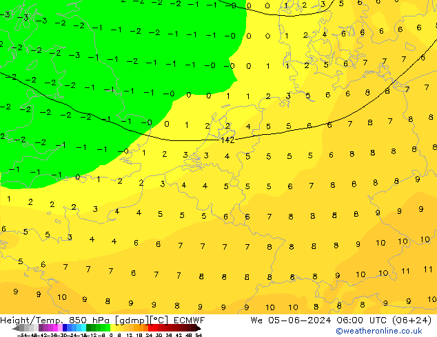 Z500/Rain (+SLP)/Z850 ECMWF Qua 05.06.2024 06 UTC