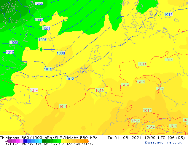 Thck 850-1000 hPa ECMWF mar 04.06.2024 12 UTC