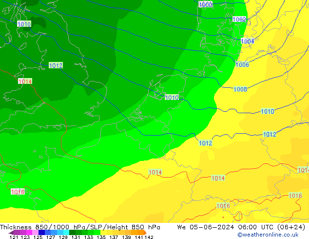 Thck 850-1000 hPa ECMWF We 05.06.2024 06 UTC